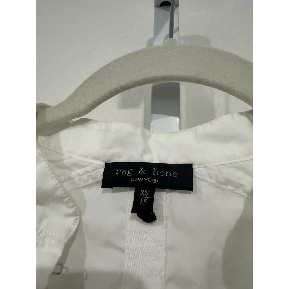Rag & Bone Darcy Boxy Round Neck Short Sleeve Cotton Poplin Hi-low Classic XS/S